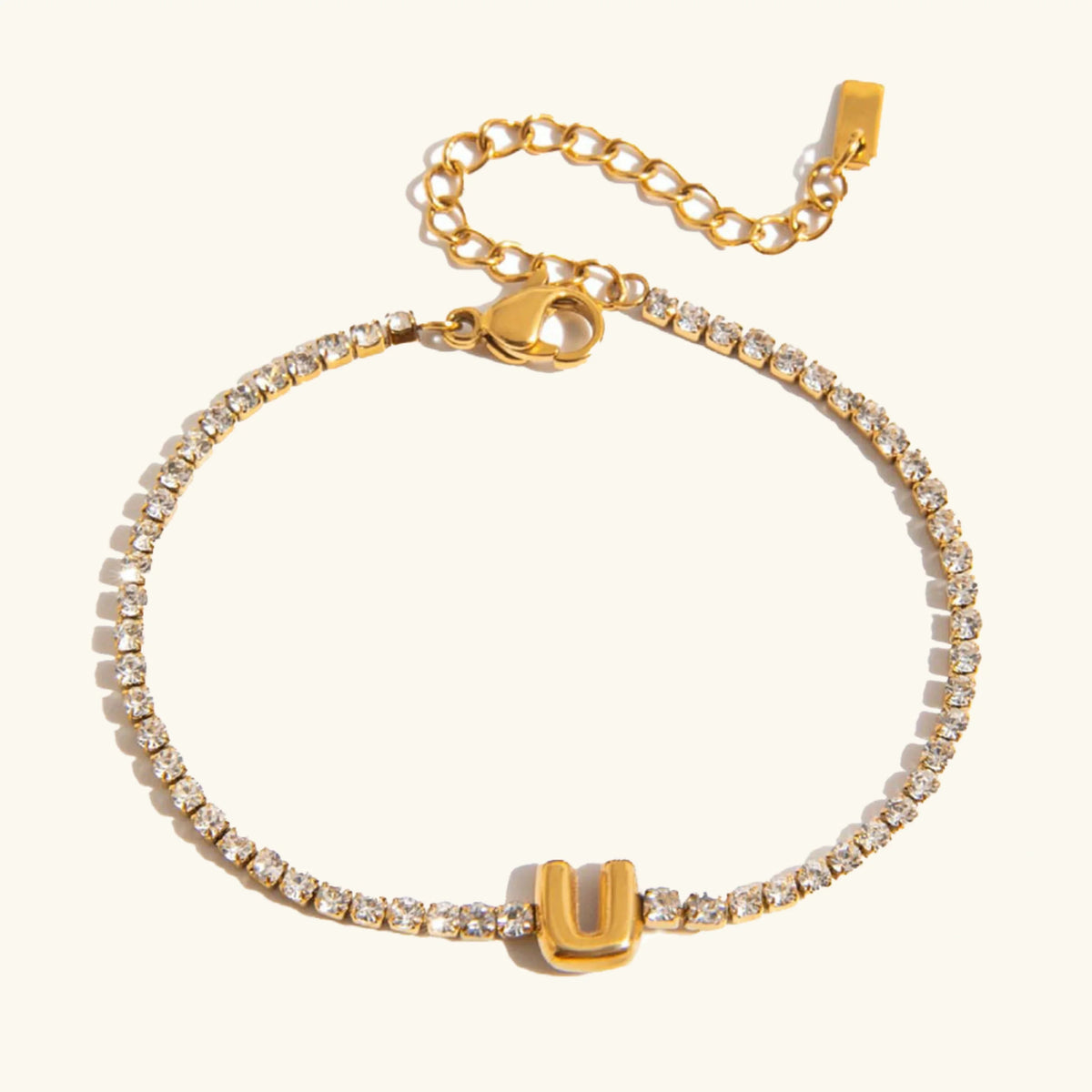 [Royal&Vicky]Avaria Tennisarmband mit Buchstaben-Anhängern