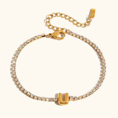[Royal&Vicky]Avaria Tennisarmband mit Buchstaben-Anhängern