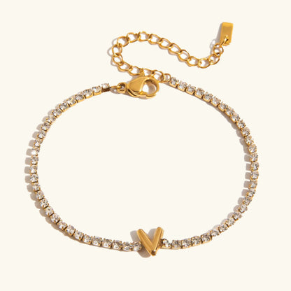 [Royal&Vicky]Avaria Tennisarmband mit Buchstaben-Anhängern