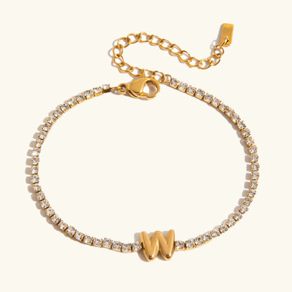 [Royal&Vicky]Avaria Tennisarmband mit Buchstaben-Anhängern