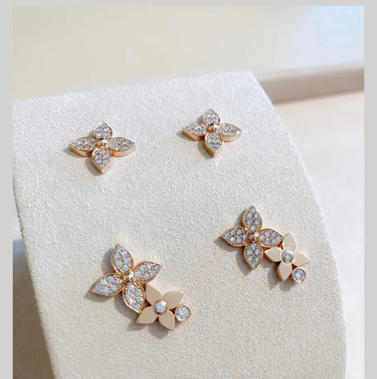 [Royal Jewellery]STAR BLOSSOM STUD EARRINGS PINK GOLD DIAMONDS