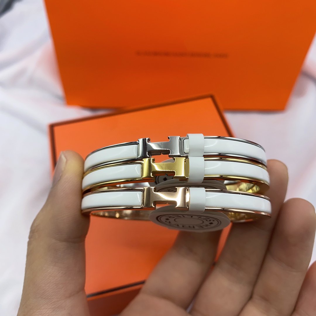 [Royal Jewellery]CLASSIC HM CLIC WHITE 8MM ENAMEL BRACELET