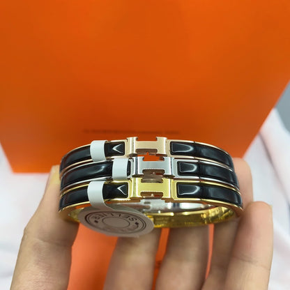 [Royal Jewellery]CLASSIC HM CLIC BLACK 8MM ENAMEL BRACELET