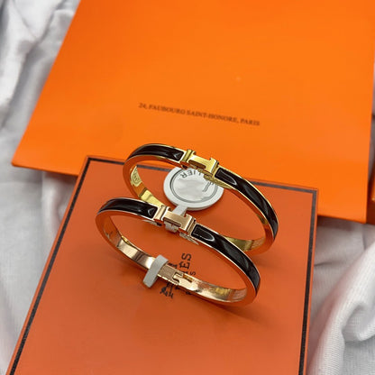 [Royal Jewellery]CLASSIC HM CLIC BLACK 8MM ENAMEL BRACELET