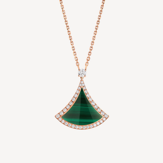 [ROYAL]DREAM MALACHITE DIAMOND PAVED PINK GOLD NECKLACE