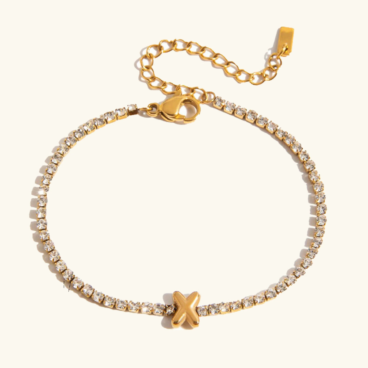 [Royal&Vicky]Avaria Tennisarmband mit Buchstaben-Anhängern