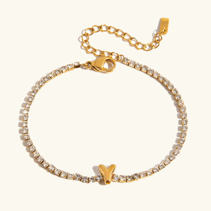 [Royal&Vicky]Avaria Tennisarmband mit Buchstaben-Anhängern