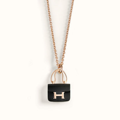 [ROYAL]CONSTANCE BLACK PEDANT PINK GOLD NECKLACE