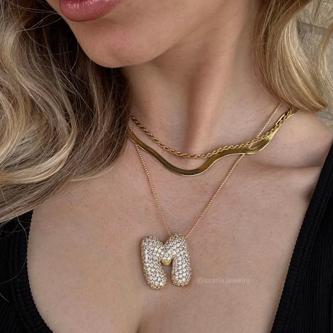 [Royal&Vicky] Bubble-Initialen-Diamantkette