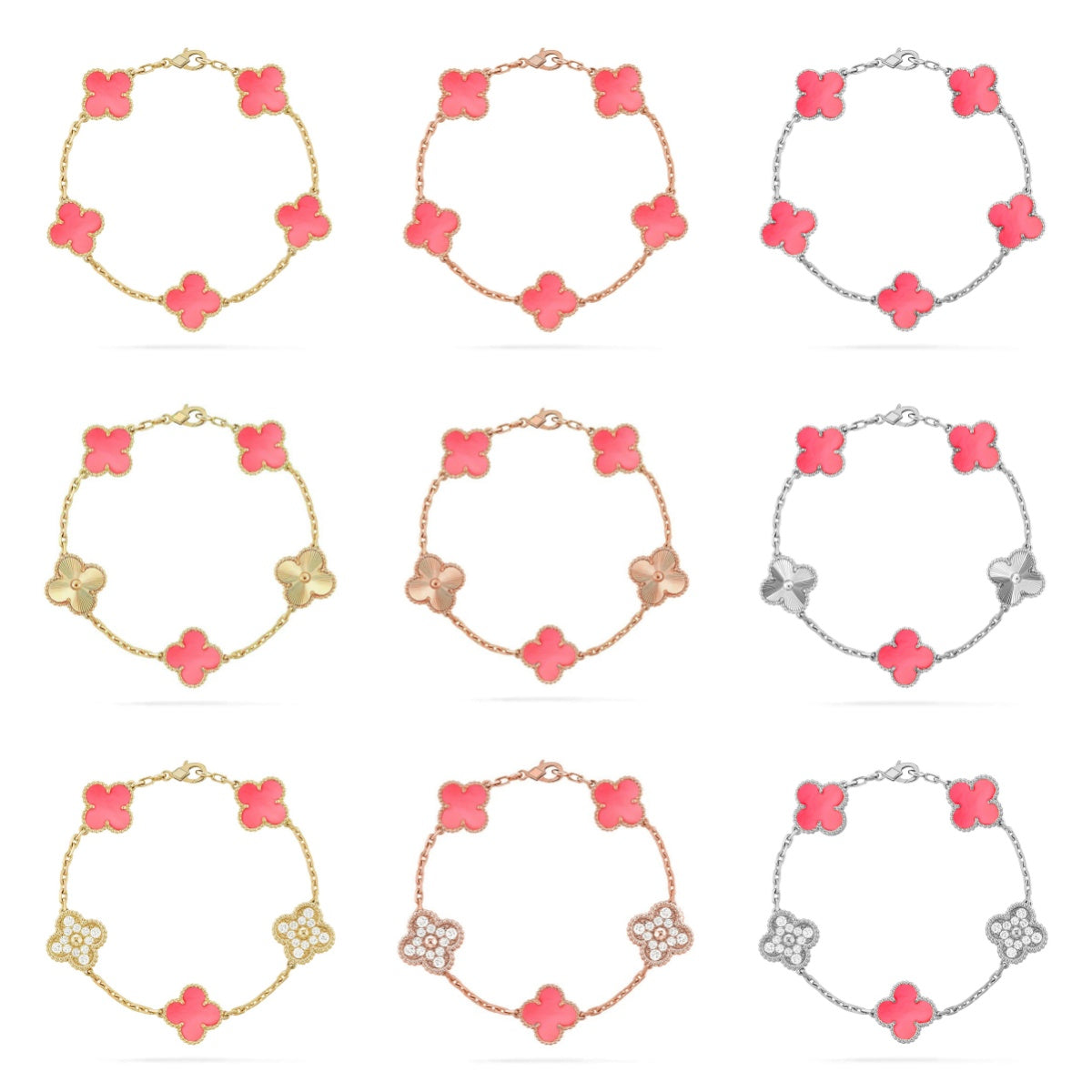 [Royal Jewellery] CLOVER 5 MOTIFS  PINK MOP BRACELET COLLECTION