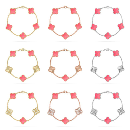 [Royal Jewellery] CLOVER 5 MOTIFS  PINK MOP BRACELET COLLECTION