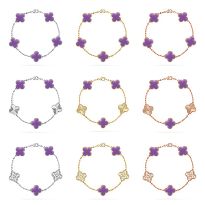 [Royal Jewellery]CLOVER 5 MOTIF LIGHT PURPLE BRACELET COLLECTION