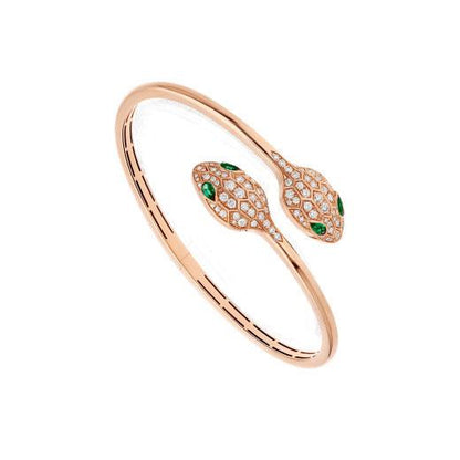 [ROYAL]SERPENTI BRACELET PINK GOLD MALACHITE DIAMOND DOUBLE SNAKE