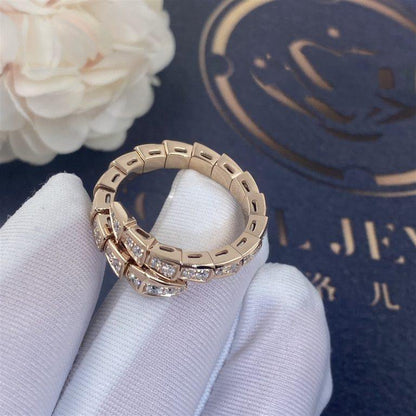 [ROYAL]SERPENTI RING PINK GOLD DIAMOND PAVED 4MM