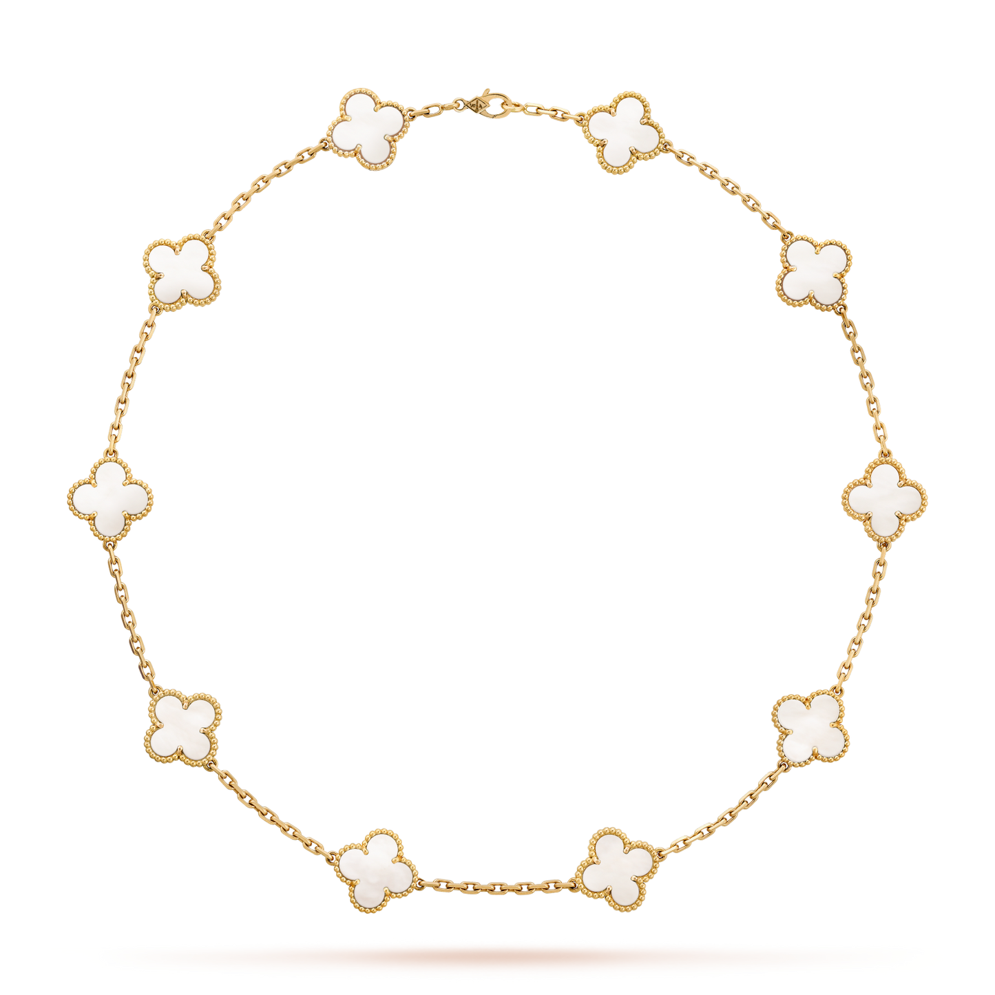 [Royal Jewellery]CLOVER 10 MOTIFS WHITE MOTHER OF PEARL NECKLACE
