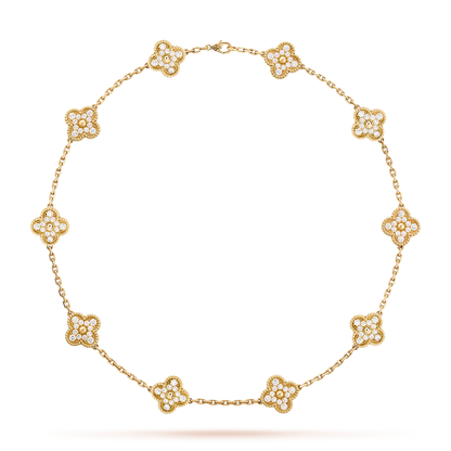 [Royal Jewellery]CLOVER 10 MOTIFS DIAMOND NECKLACE