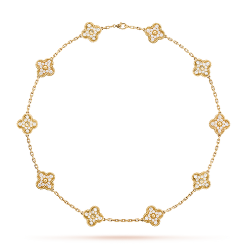 [Royal&Vicky]CLOVER 10 MOTIFS DIAMOND NECKLACE
