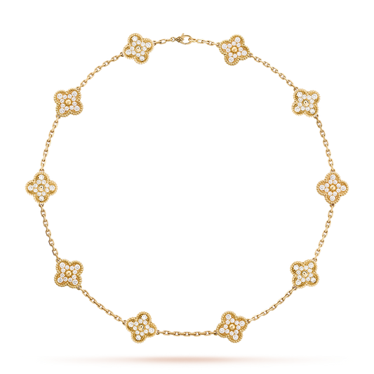 [Royal Jewellery]CLOVER 10 MOTIFS DIAMOND NECKLACE
