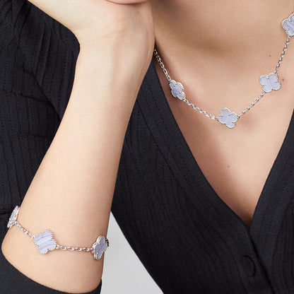 [Royal Jewellery]CLOVER 10 MOTIFS BLUE CHALCEDONY NECKLACE