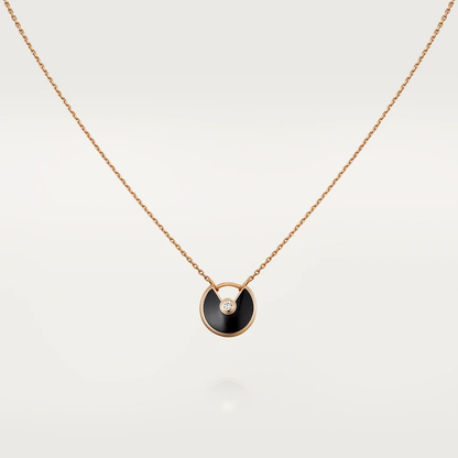 [ROYAL]AMULETTE ROSE GOLD ONYX NECKLACE