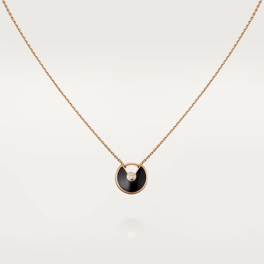 [ROYAL]AMULETTE ROSE GOLD ONYX NECKLACE