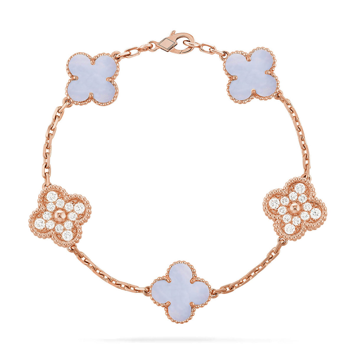 [Royal Jewellery] CLOVER 5 MOTIF PURPLE CHALCEDONY BRACELET COLLECTION