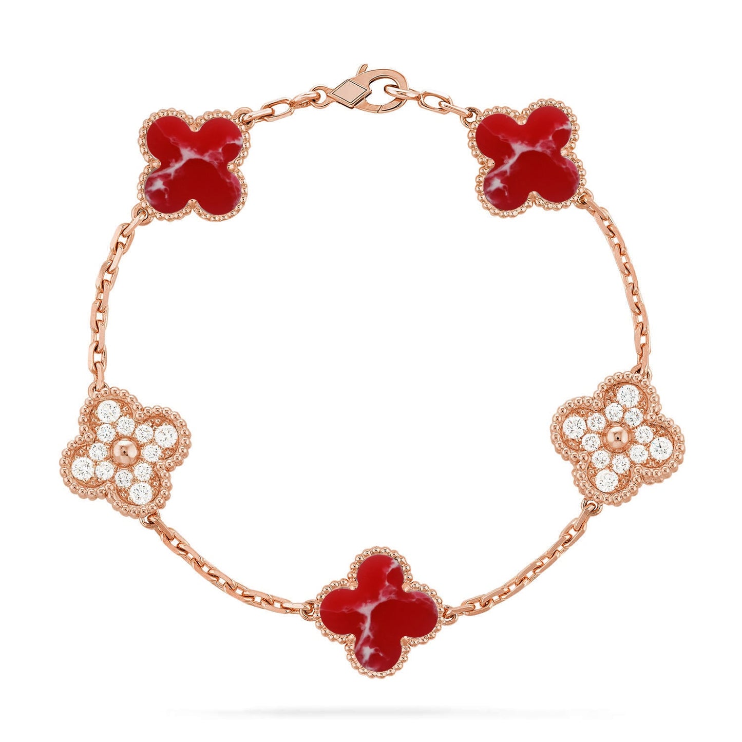 [Royal Jewellery]CLOVER 5 MOTIF RED PATTERN BRACELET COLLECTION