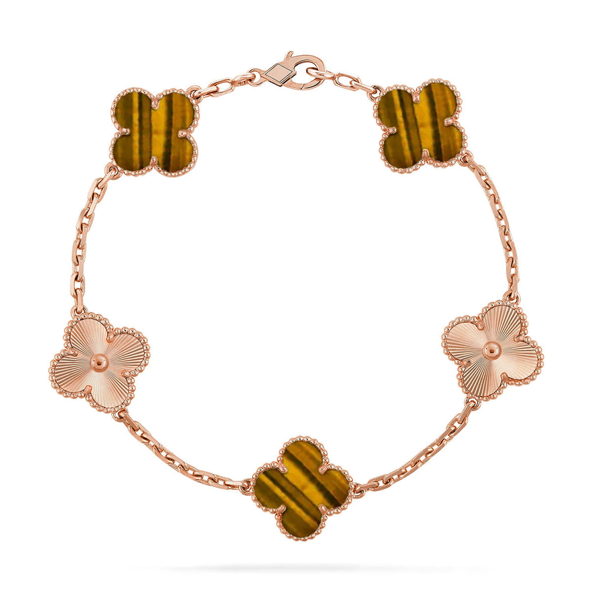 [Royal Jewellery] CLOVER 5 MOTIFS TIGER EYE BRACELET COLLECTION