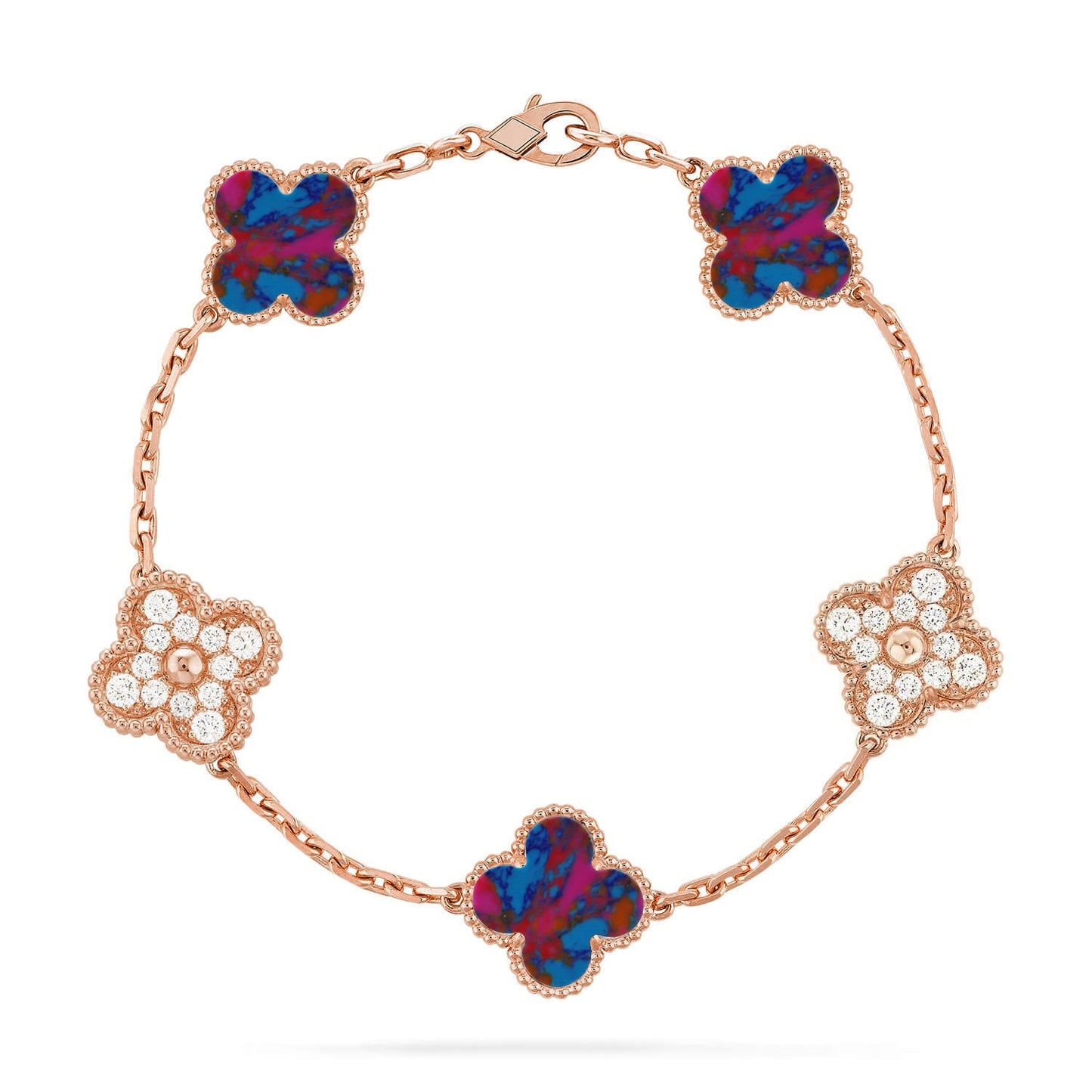 [Royal Jewellery]CLOVER 5 MOTIF COLOR GEMSTONES BRACELET COLLECTION