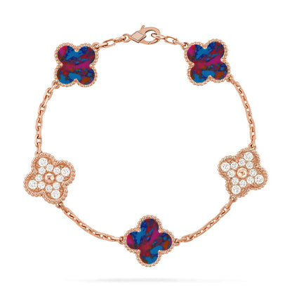 [Royal Jewellery]CLOVER 5 MOTIF COLOR GEMSTONES BRACELET COLLECTION