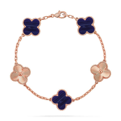 [Royal&Vicky]LUCKY CLOVER 5-MOTIF BRACELET - CHAROITE COLLECTION