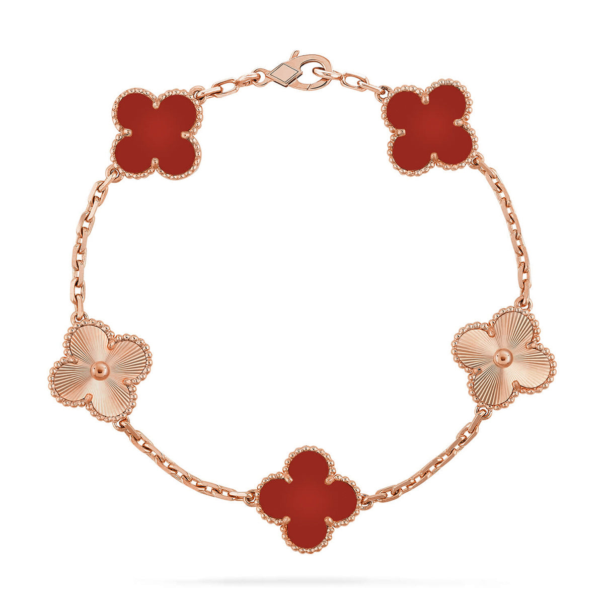 [Royal Jewellery] CLOVER 5 MOTIF RED CORNELIAN BRACELET COLLECTION