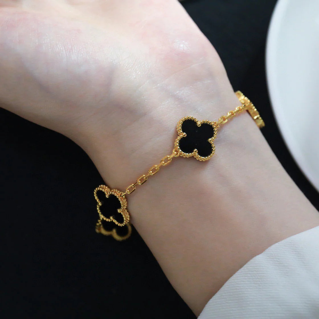 [Royal Jewellery]CLOVER  5 MOTIFS BLACK ONYX BRACELET