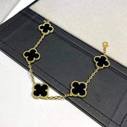 [Royal Jewellery]CLOVER  5 MOTIFS BLACK ONYX BRACELET