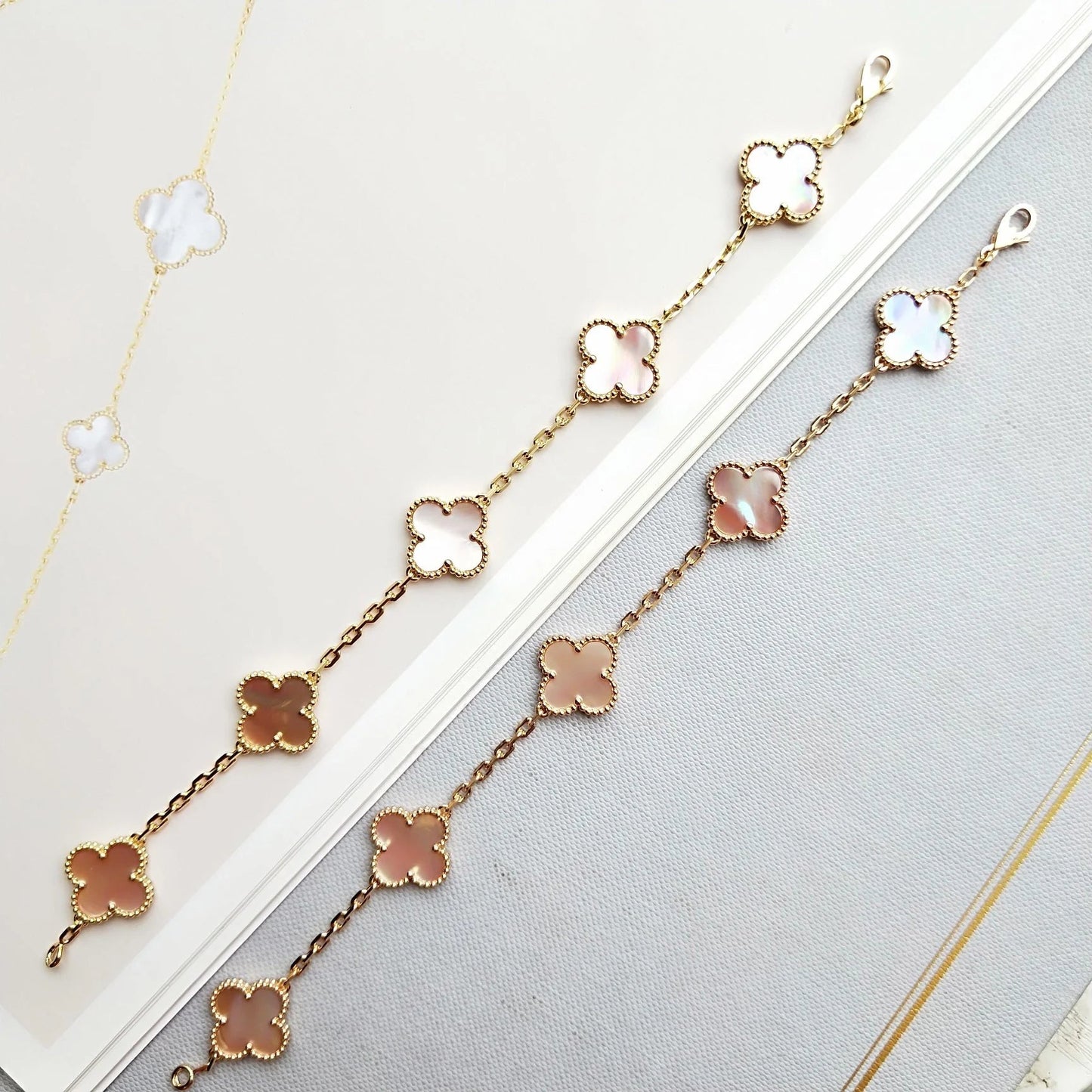 [Royal Jewellery]CLOVER 5 PINK MOP BRACELET