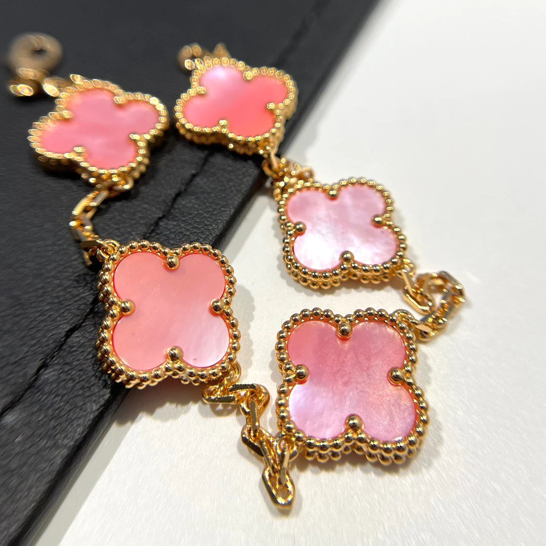 [Royal Jewellery]CLOVER 5 PINK MOP BRACELET