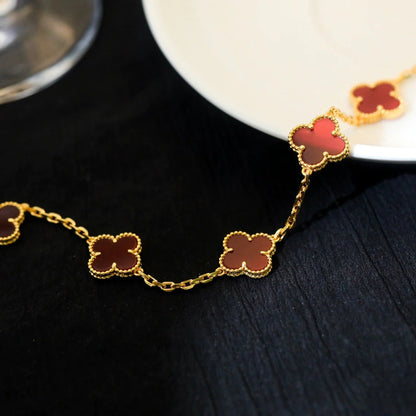 [Royal Jewellery]CLOVER 5 MOTIFS RED AGATE  BRACELET