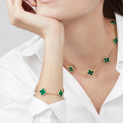[Royal Jewellery]CLOVER 10 MOTIFS MALACHITE NECKLACE