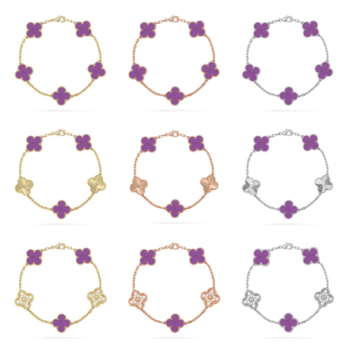 [Royal Jewellery] CLOVER 5 MOTIF VIOLET BRACELET COLLECTION