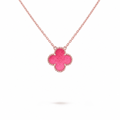 [Royal Jewellery]NEW CLOVER 15MM PINK ENAMEL NECKLACE