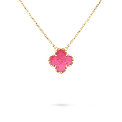 [Royal Jewellery]NEW CLOVER 15MM PINK ENAMEL NECKLACE