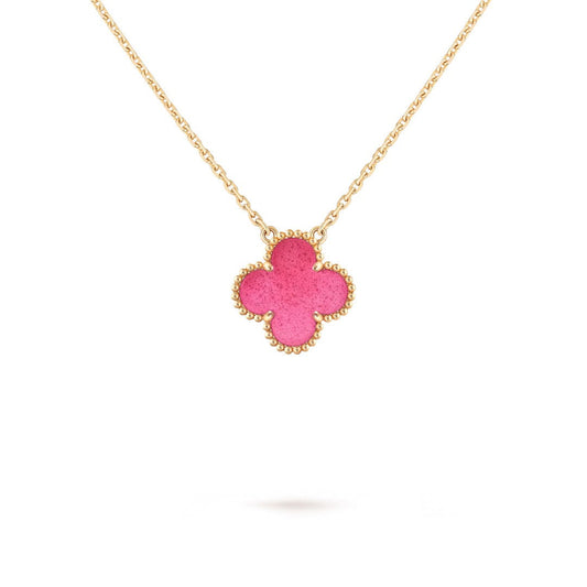[Royal&Vicky] NEW CLOVER 15MM PINK ENAMEL NECKLACE