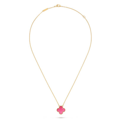 [Royal Jewellery]NEW CLOVER 15MM PINK ENAMEL NECKLACE
