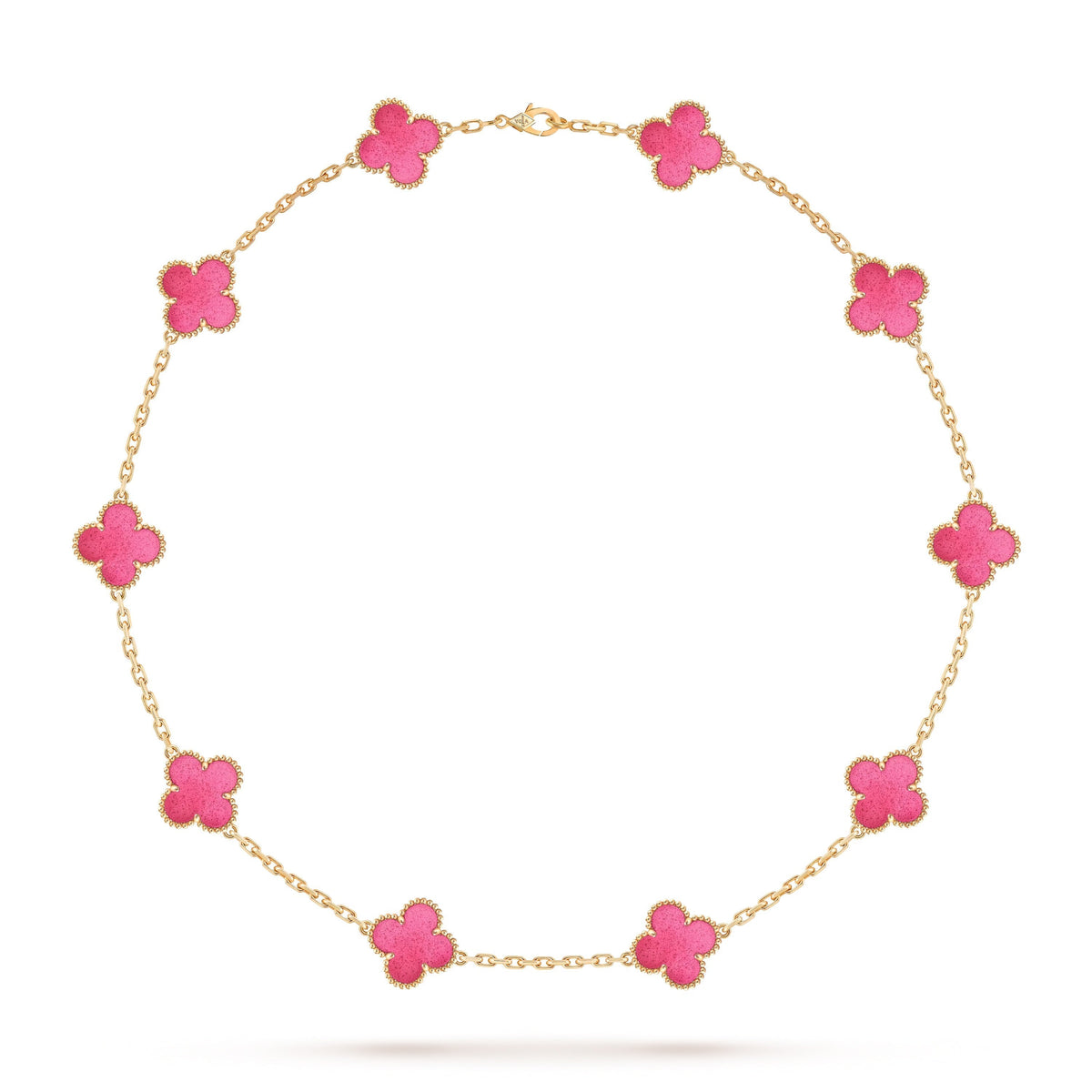 [Royal Jewellery]NEW CLOVER 10 MOTIFS PINK ENAMEL NECKLACE