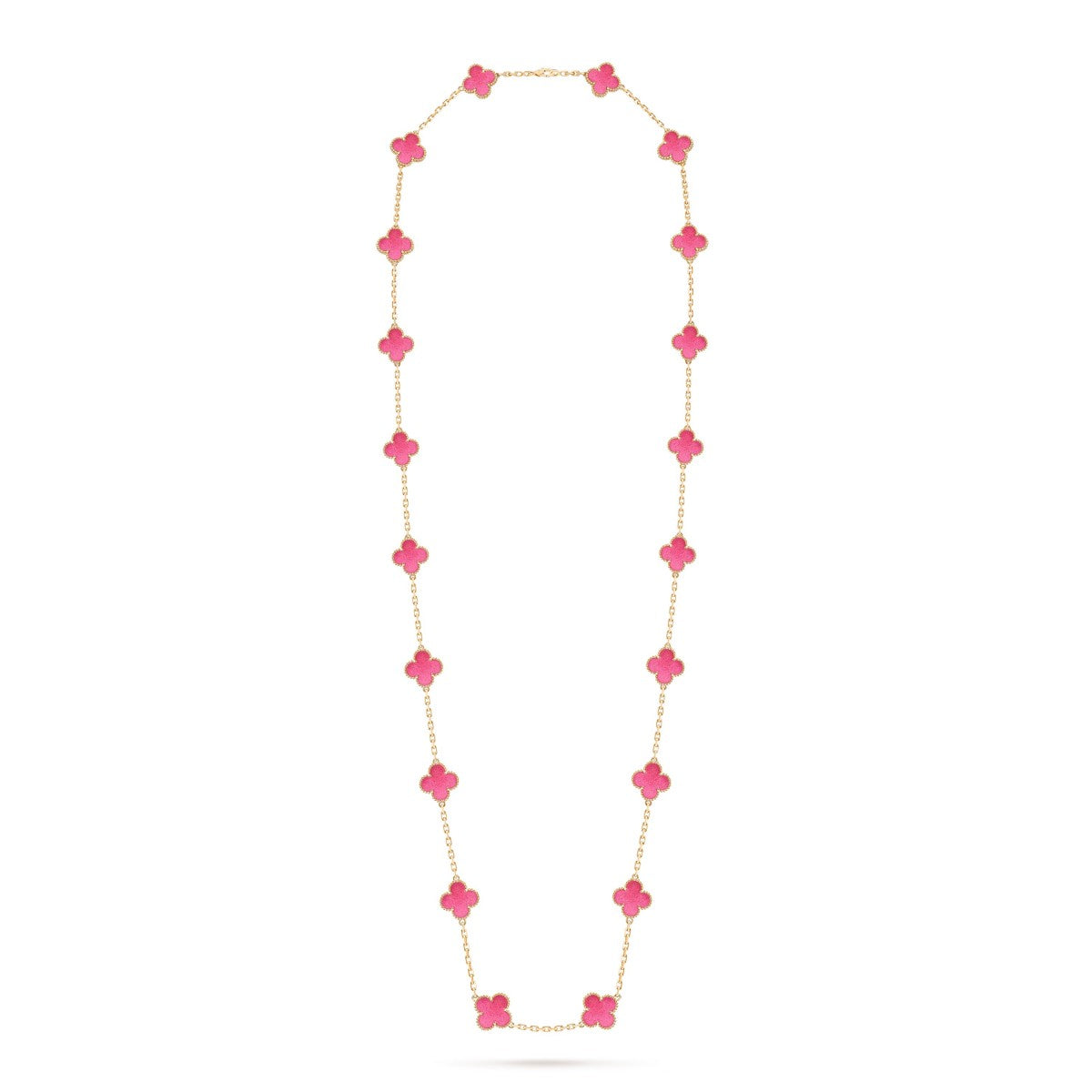 [Royal Jewellery] NEW CLOVER 20 MOTIFS PINK ENAMEL NECKLACE