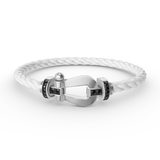 [ROYAL]FORCE LARGE HORSESHOE BLACK DIAMOND BRACELET SILVER