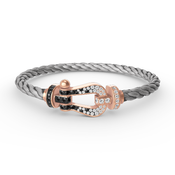 [ROYAL]FORCE LARGE HORSESHOE BLACK WHITE DIAMOND BRACELET ROSE GOLD