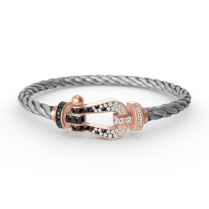 [ROYAL]FORCE LARGE HORSESHOE BLACK WHITE DIAMOND BRACELET ROSE GOLD