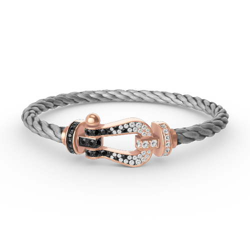 [Royal&Vicky]FORCE LARGE HORSESHOE BLACK WHITE DIAMOND BRACELET ROSE GOLD