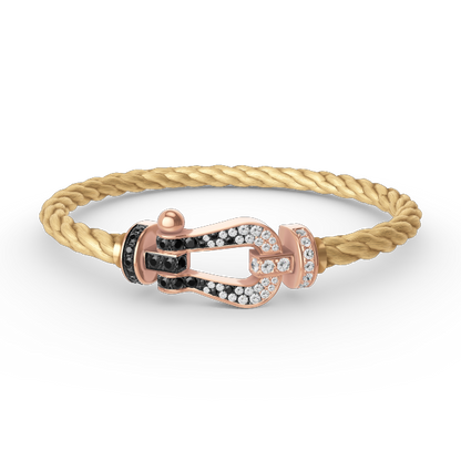 [ROYAL]FORCE LARGE HORSESHOE BLACK WHITE DIAMOND BRACELET ROSE GOLD